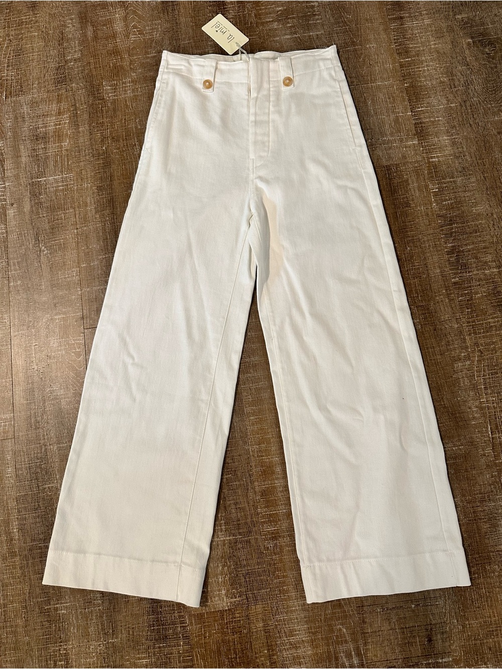 LA MIEL White Wide-Leg Boot Cut Pants